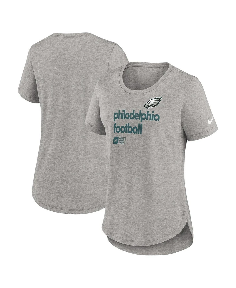 Nike Women's Heather Gray Philadelphia Eagles Fashion Tri-Blend T-Shirt