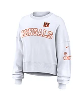 Nike Women's White Cincinnati Bengals Oversized Long Sleeve Cropped Sweatshirt