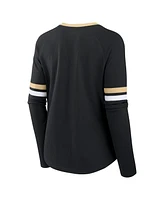 Fanatics Women's Black New Orleans Saints Won and Done Lace-Up Long Sleeve Fashion Top