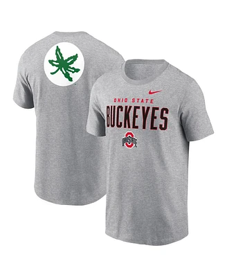 Nike Men's Heather Gray Ohio State Buckeyes Campus 2-Hit Primary Mascot T-Shirt