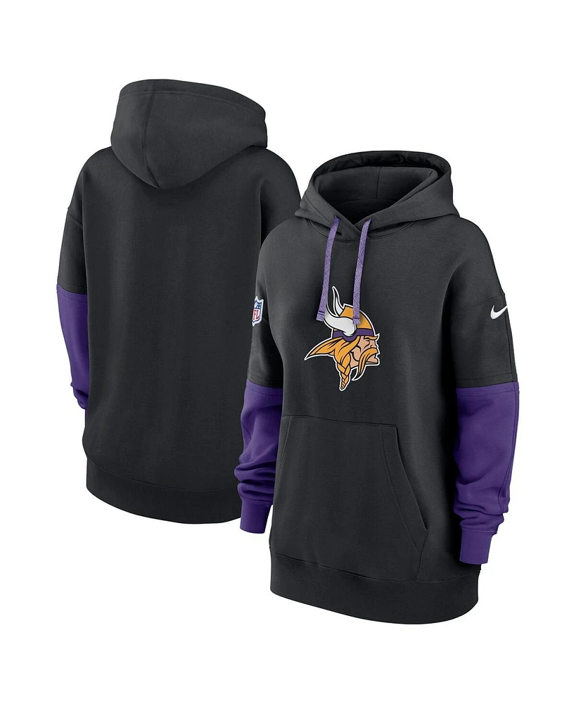 Nike Women's Black Minnesota Vikings 2024 Sideline Essential Fleece Pullover Hoodie