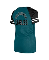 New Era Women's Green Philadelphia Eagles Lace-Up Raglan T-Shirt