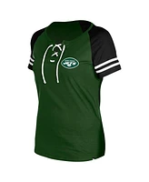 New Era Women's Green York Jets Lace-Up Raglan T-Shirt