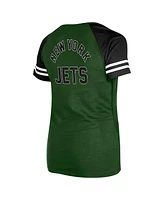 New Era Women's Green York Jets Lace-Up Raglan T-Shirt