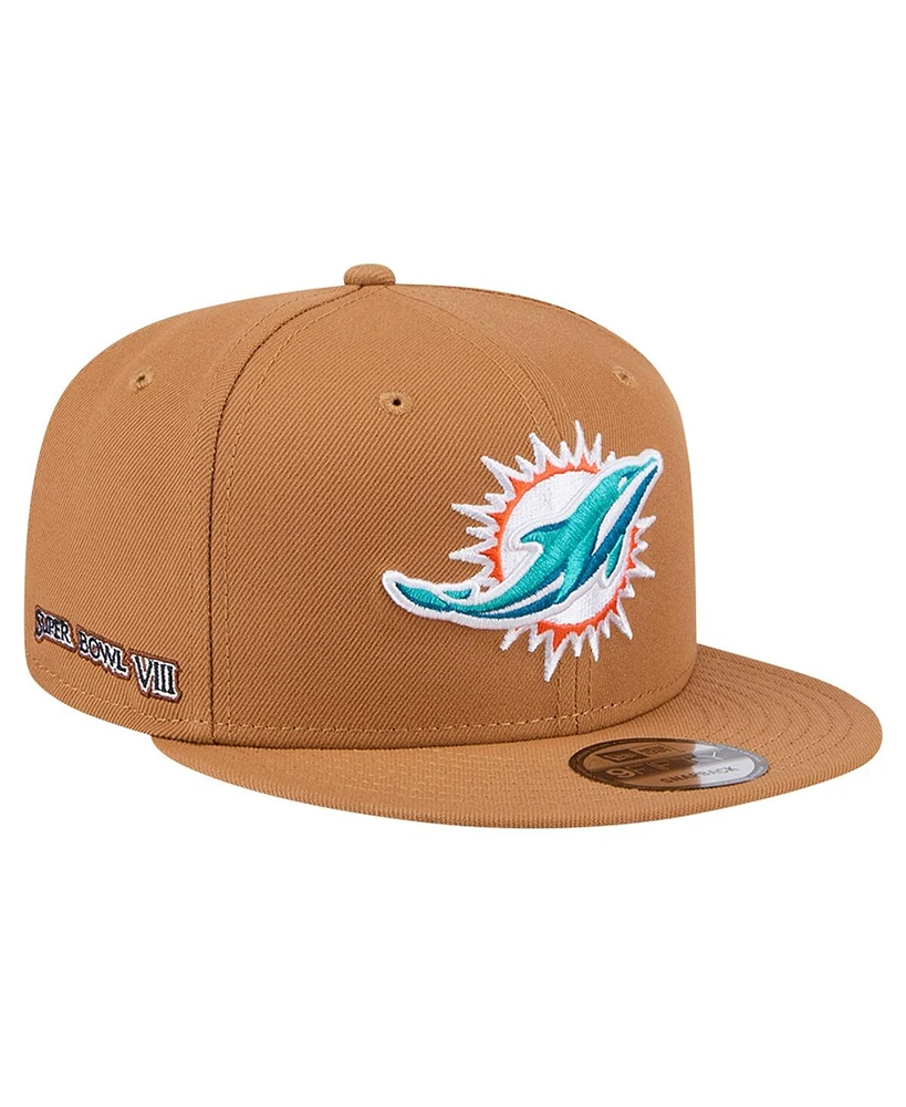 New Era Men's Tan Miami Dolphins Color Pack 9FIFTY Snapback Hat with Side Patch