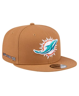 New Era Men's Tan Miami Dolphins Color Pack 9FIFTY Snapback Hat with Side Patch