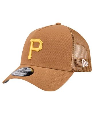 New Era Men's Brown Pittsburgh Pirates A-Frame Trucker 9FORTY Adjustable Hat