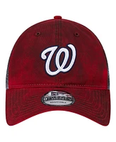 New Era Men's Red Washington Nationals Team Slick Trucker 9TWENTY Adjustable Hat