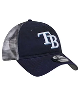 New Era Men's Navy Tampa Bay Rays Team Slick Trucker 9TWENTY Adjustable Hat