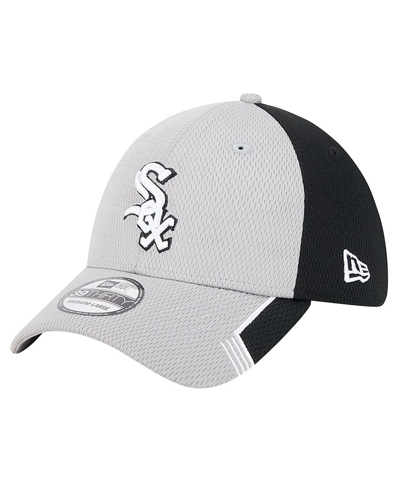 New Era Men's Gray/Black Chicago White Sox Visor Trim 39THIRTY Flex Hat