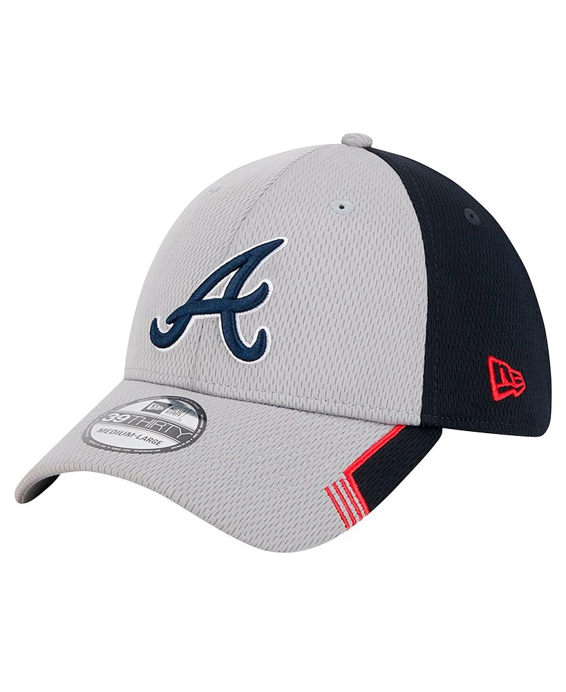 New Era Men's Gray/Navy Atlanta Braves Visor Trim 39THIRTY Flex Hat