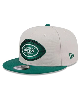 New Era Men's Stone/Green New York Jets 2024 Sideline Historic 9FIFTY Snapback Hat