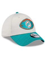 New Era Men's Stone/Aqua Miami Dolphins 2024 Sideline Historic 39THIRTY Flex Hat