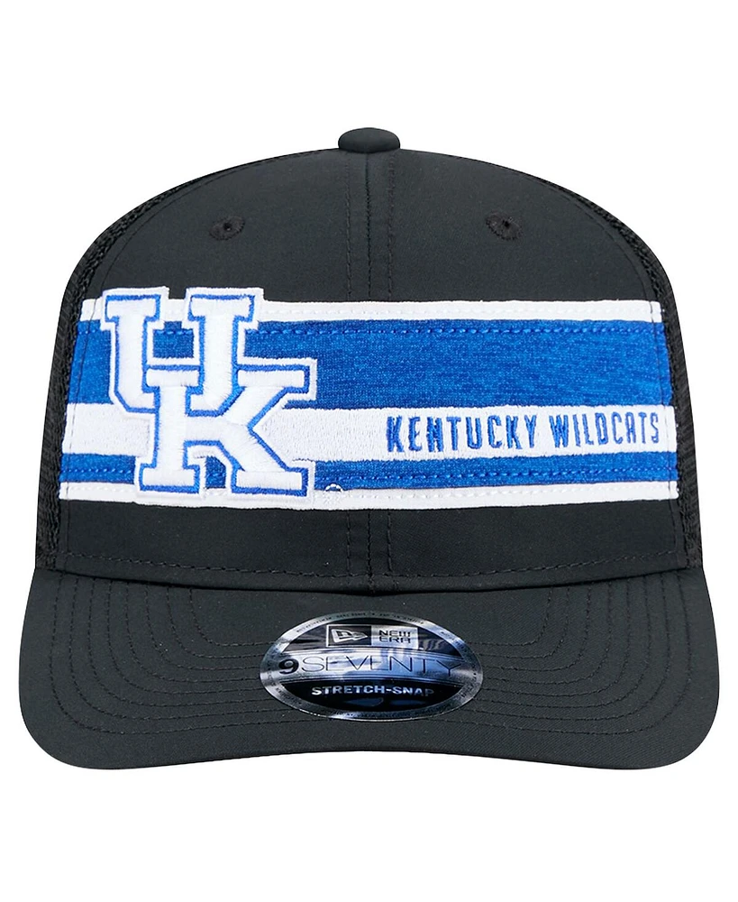 New Era Men's Black/Royal Kentucky Wildcats Striped 9SEVENTY Trucker Adjustable Hat
