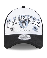 New Era Men's White/Black Las Vegas Raiders Retro Wordmark A-Frame 9FORTY Adjustable Hat