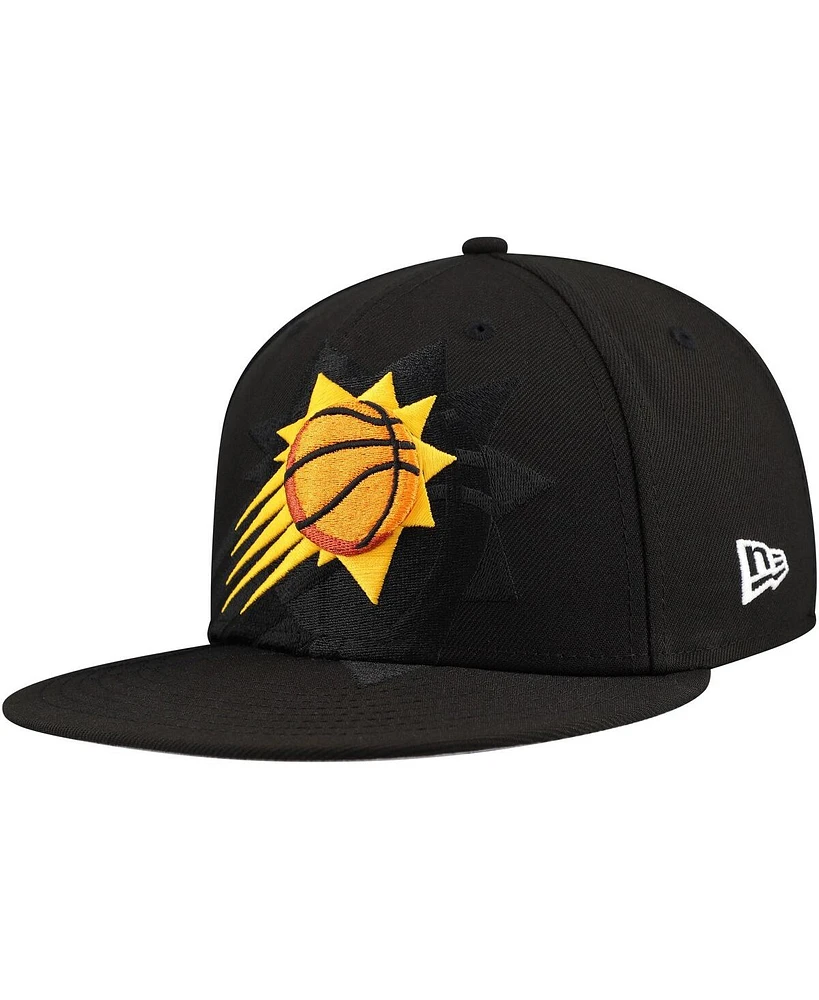 New Era Men's Black Phoenix Suns Blackout Shadow Logo 59FIFTY Fitted Hat