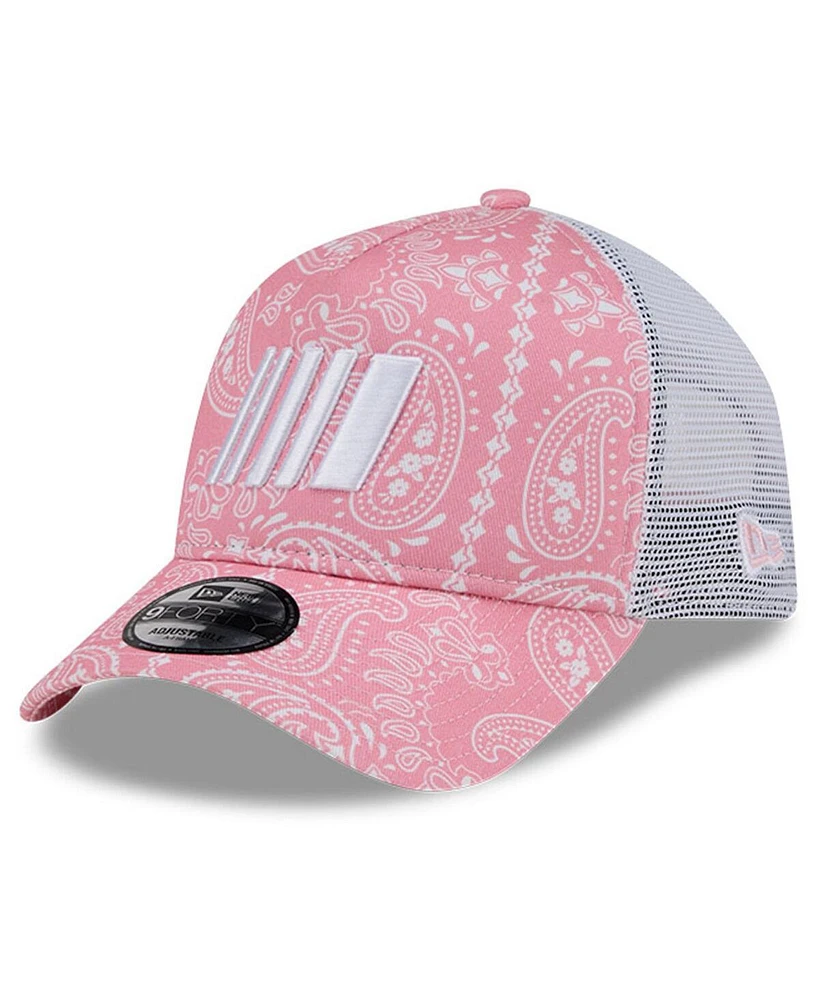 New Era Men's Pink 9FORTY A-Frame Trucker Paisley Adjustable Hat