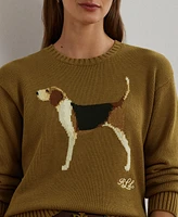 Lauren Ralph Women's Intarsia-Knit Beagle Cotton Sweater, Regular & Petite