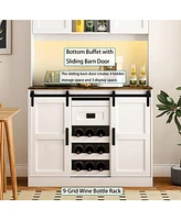 Streamdale Furniture Farmhouse Bar Cabinet with Sliding Barn Door, Ample Storage