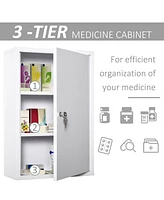 Streamdale Furniture 3-Tier Steel Bathroom Medicine Cabinet with Lock