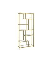 Slickblue 6-Tier Tall Bookshelf with Tempered Glass Shelves