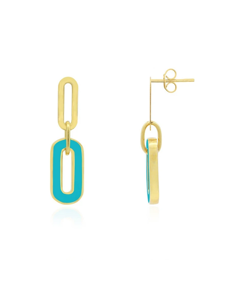 The Lovery Blue Enamel Paperclip Link Earrings