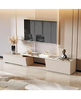 Tribesigns Extendable Tv Stand for TVs Up to 100", Modern Entertainment Center with 3 Drawers Storage, Faux Marble Media Console for Living Room, Bedr