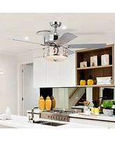 Skonyon 52 Inch Ceiling Fan with Light Reversible Blade and Adjustable Speed-Silver