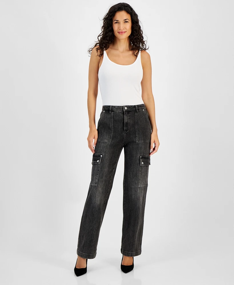 Michael Kors Women's High-Rise Faded Cargo Jeans