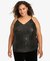 Calvin Klein Plus V-Neck Sleeveless Sequin Top