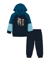 Kids Headquarters Little Boys, Fleece Bear Color Block Hoodie Joggers, 2-Piece Set