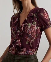 Lauren Ralph Women's Floral Georgette Puff-Sleeve Blouse