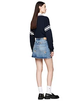 Tommy Jeans Women's Izzie Embroidered Crest Denim Miniskirt