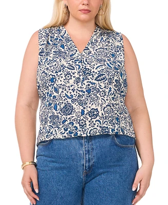 Vince Camuto Plus Printed V-Neck Sleeveless Top, Created for Macy's