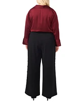 Vince Camuto Plus Lace-Stripe Pull-On Pants