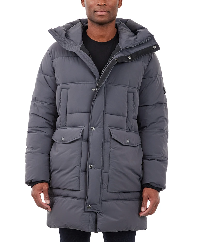 Michael Kors Men's Heavyweight Hooded Long Puffer Coat