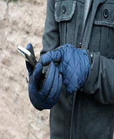 Isotoner Signature Men's Diamond Quilted Pongee and Spandex Water Repellent Touchscreen Gloves