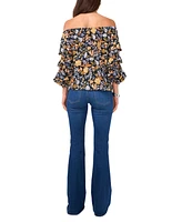 Vince Camuto Women's Printed Off-the-Shoulder Balloon-Sleeve Blouse