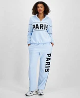 Rebellious One Juniors Paris Quarter Zip Sweatshirt Fleece Sweatpants