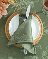 Elrene Elegant Woven Leaves Jacquard Damask Napkin, Set of 8