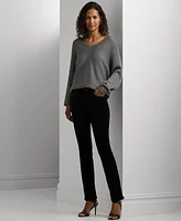 Lauren Ralph Petite Metallic Rib-Knit Dolman-Sleeve Sweater