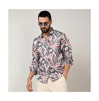 Men's Charcoal Grey & Mocha Brown Marble Foliage Shirt