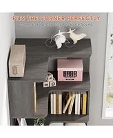 Tribesigns 6-Tier Corner Bookshelf, 64.9 Inch Tall Bookcase with Anti-Drop Panel, Industrial Freestanding Shelf Display Rack Storage Organizer