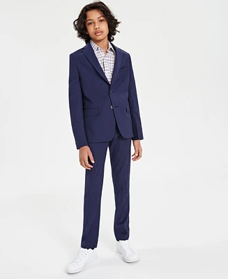 Kenneth Cole Reaction Big Boys Mini Check Slim Fit Stretch 2-Piece Suit