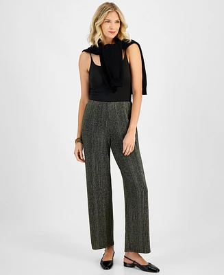 Jm Collection Women's Metallic-Stripe Wide-Leg Pants, Created for Macy's