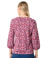 Jones New York Petite Floral-Print 3/4-Sleeve Blouse