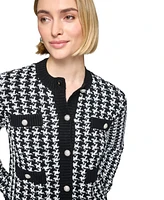 Karl Lagerfeld Paris Petite Houndstooth Cardigan Sweater