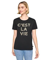 Karl Lagerfeld Paris Women's Embellished C'est La Vie T-Shirt