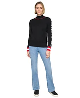 Karl Lagerfeld Paris Women's Mock-Neck Logo Sweater