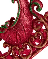 Holiday Lane Christmas Glitters Red & Green Glitter Sleigh Ornament, Exclusively at Macy's